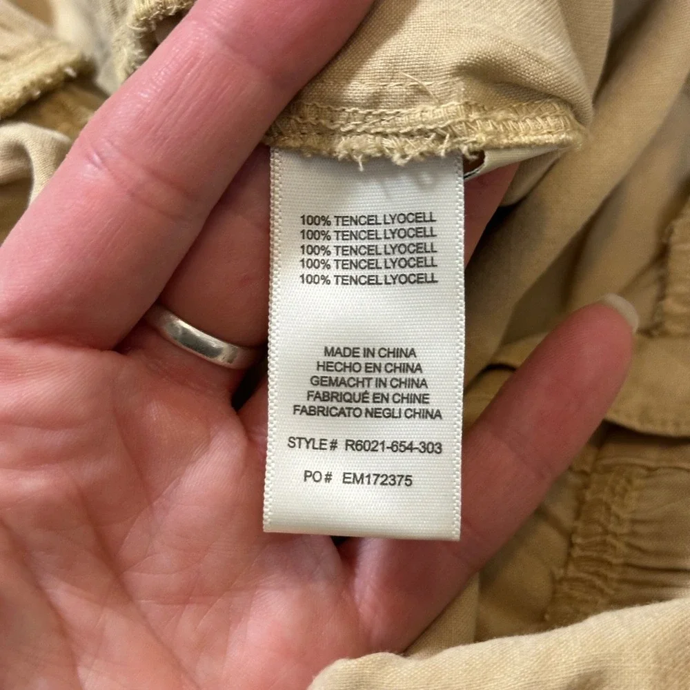 Cloth & Stone Romper Button Front Tie Waist Size M Tan Utility Safari Sleeveless
